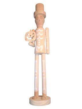 Paintible Halloween Wooden Skeleton Design Nutcracker with Pumpkin